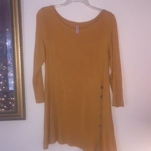 3/4 sleeve mustard swing tunic
